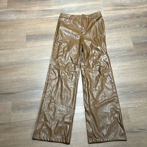 Brown faux leather pants